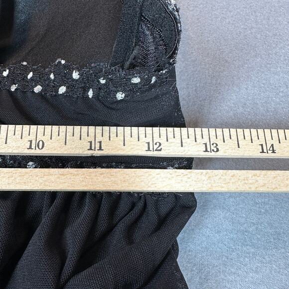 Unbranded Nightie Womens Medium Black Semi Sheer Ruffle Tier Layers V Neck - Picture 4 of 10